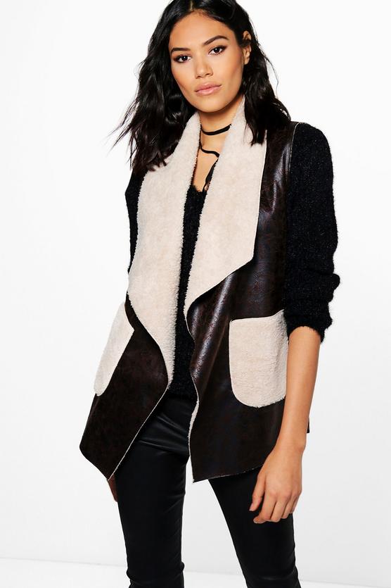 Eleanor Waterfall Faux Fur Collar Gilet